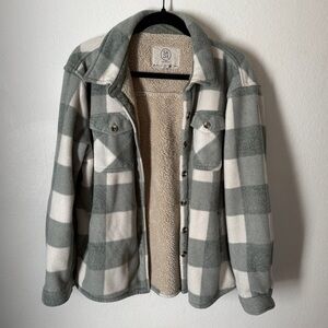 Cozy Green and White Fleece Shacket